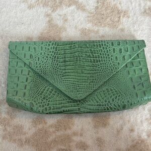 Green croc clutch purse